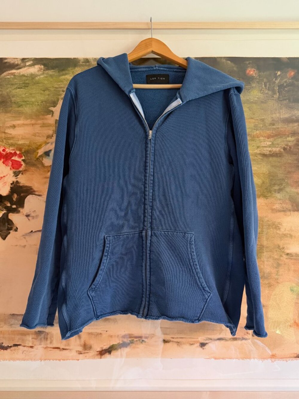 Les Tien garment-dyed distressed cotton-jersey zip-up hoodie